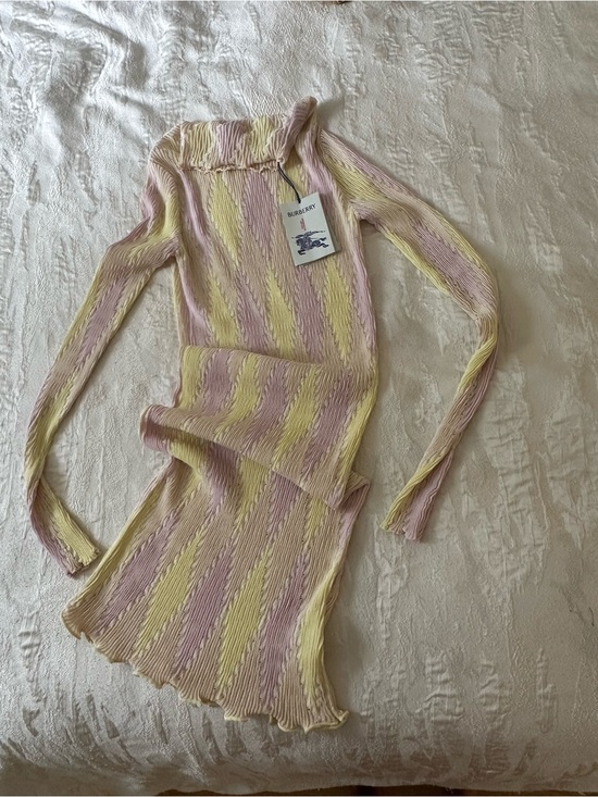 Burberry Dresses & Skirts - Burberry Striped Ribbed Knit Dress Top - Pink & Yellow